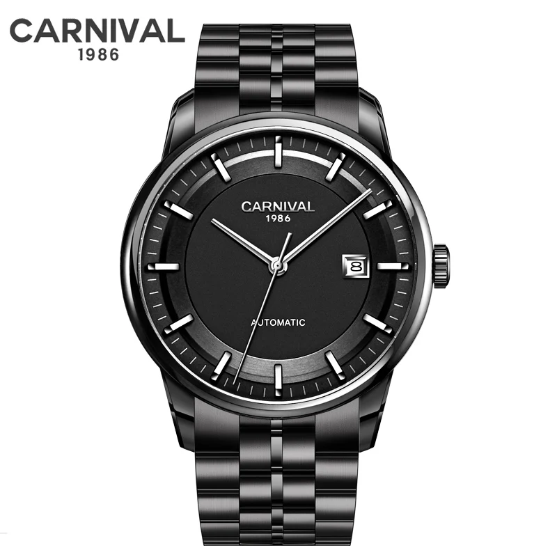 

Luxury Brand CARNIVAL Watch Automatic Sport Men Black Steel Waterproof Mens Watches MIYOTA movement Wristwatch 2020 NEW