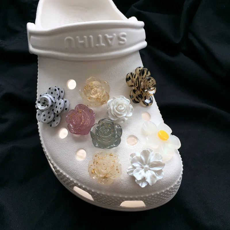 Роза Кристалл Цветы Croc шармы Дизайнер DIY роскошные платиновые Стразы обувь Decaration