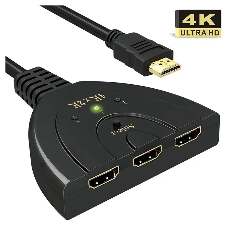 Совместимому с HDMI переключатель 4K 3-Порты и разъёмы разветвитель