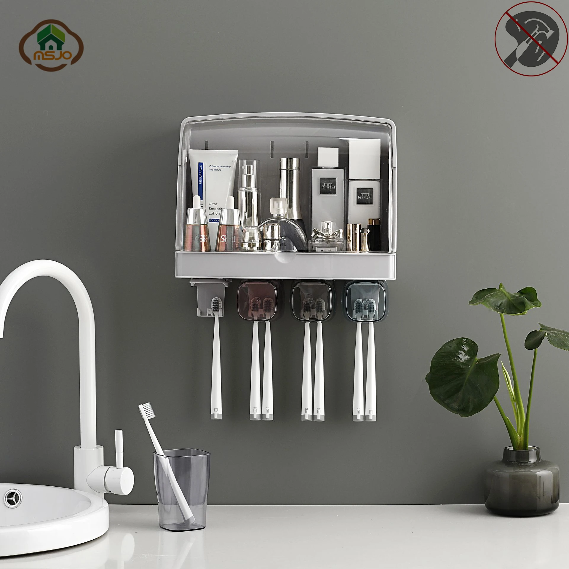 

MSJO чашка держатель для зубной щетки, настенный органайзер, держатель для макияжа, водонепроницаемый дизайн, декор для хранения, аксессуары ...