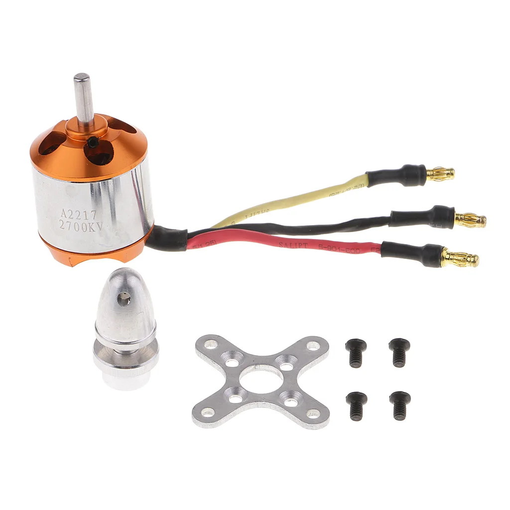 Бесщеточный двигатель A2217 2700KV + металлическое Крепление/пропеллеры с зажимом для