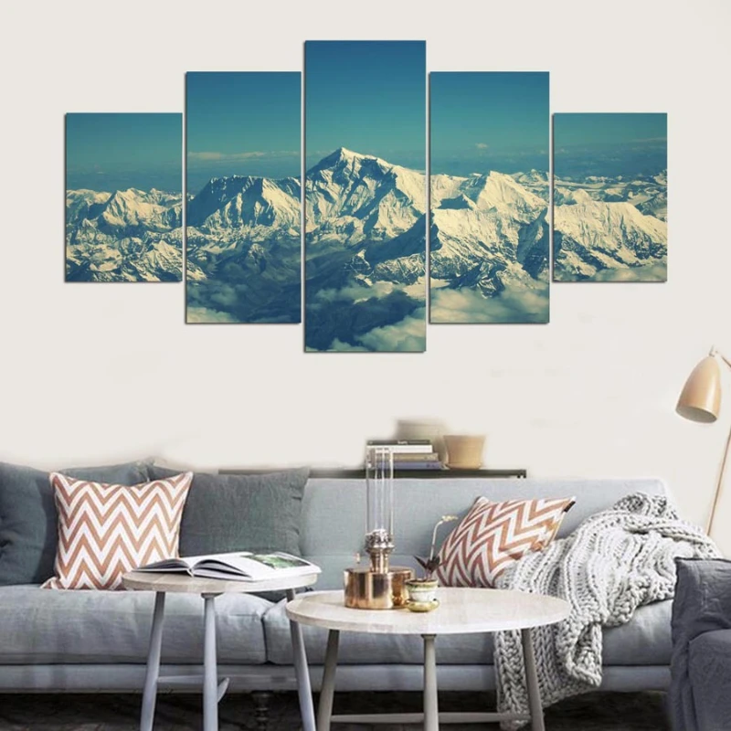 

5 Pieces of Minimalist frameless sea mountain landscape modern mural tropical wall art old-fashioned room decoration painting