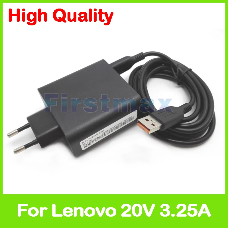 With USB Cable 20V 3.25A 5,2 V 2A USB AC адаптер питания для lenovo Yoga 900-12ISK Miix 4 Pro 4-12ISK планшетный ПК зарядное устройство ADL65WDC ADL65WDD EU вилка - Цвет: With USB Cable
