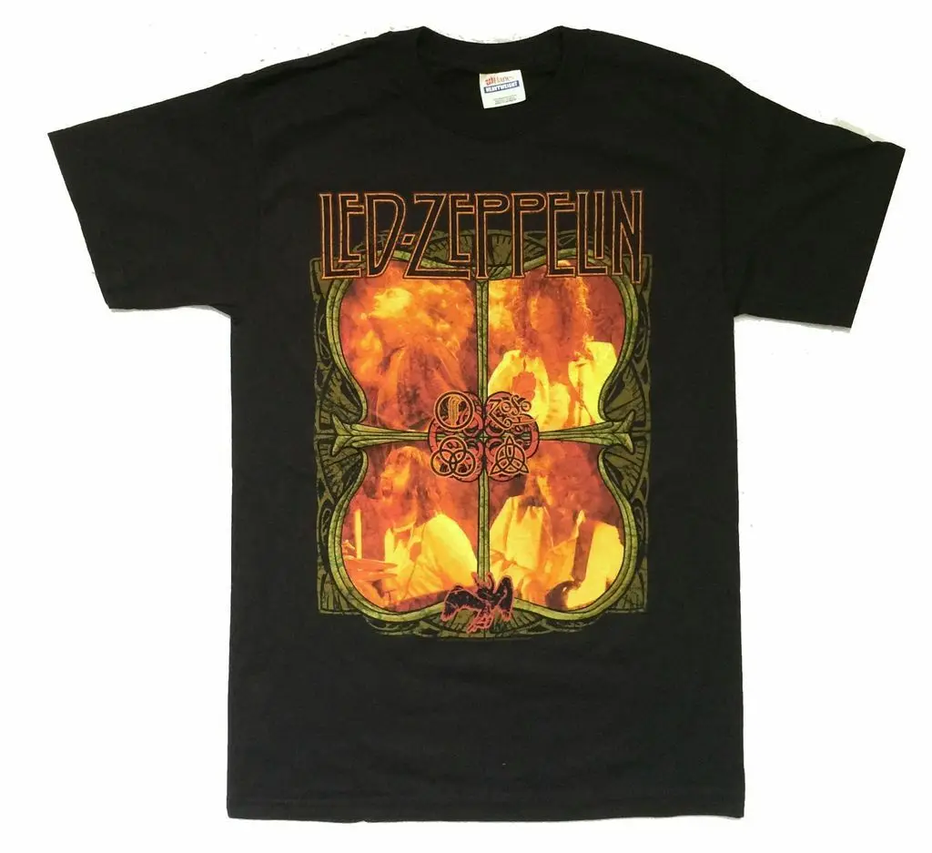 Led Zeppelin четыре кадра группа Pic изображение черная футболка новые официальные руны