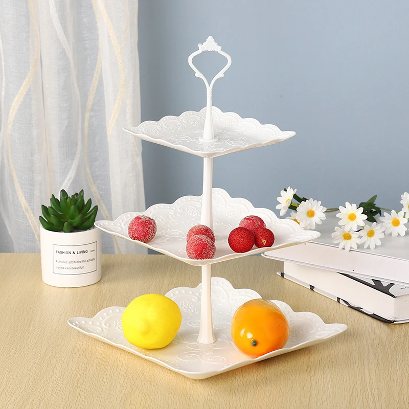 

European Three-Layer Fruit Plate Cake Rack Kitchen Living Room Dessert Vegetable Storage Rack Wedding Birthday Fruit Shelf Tray