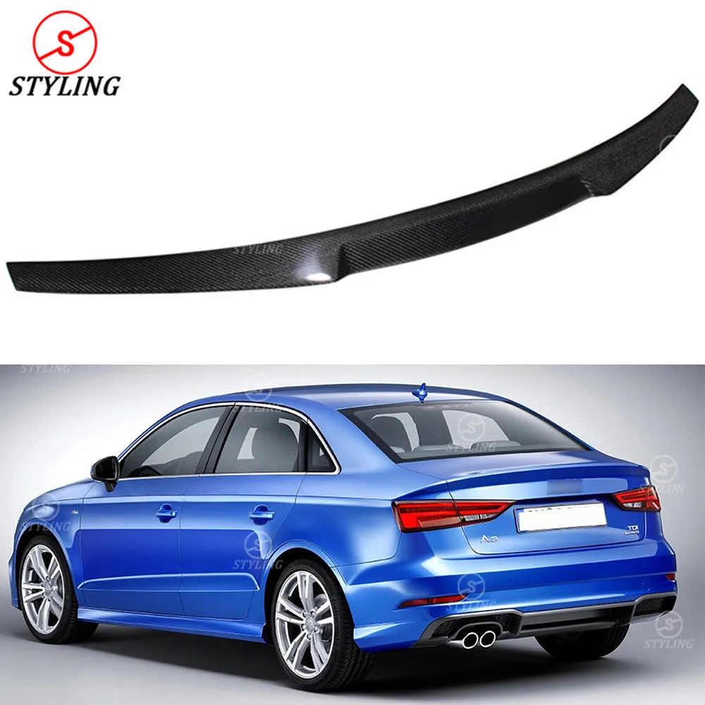 S3 УГЛЕРОДНЫЙ спойлер для багажника в стиле крыла M4 Audi A3 8V задний бампер глянцевый