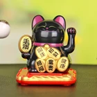 Китайский счастливый кот на солнечных батареях Maneki Neko богатство развевающаяся рука Фортуна Добро пожаловать Милая скульптура кошки декоративная статуэтка фигурки