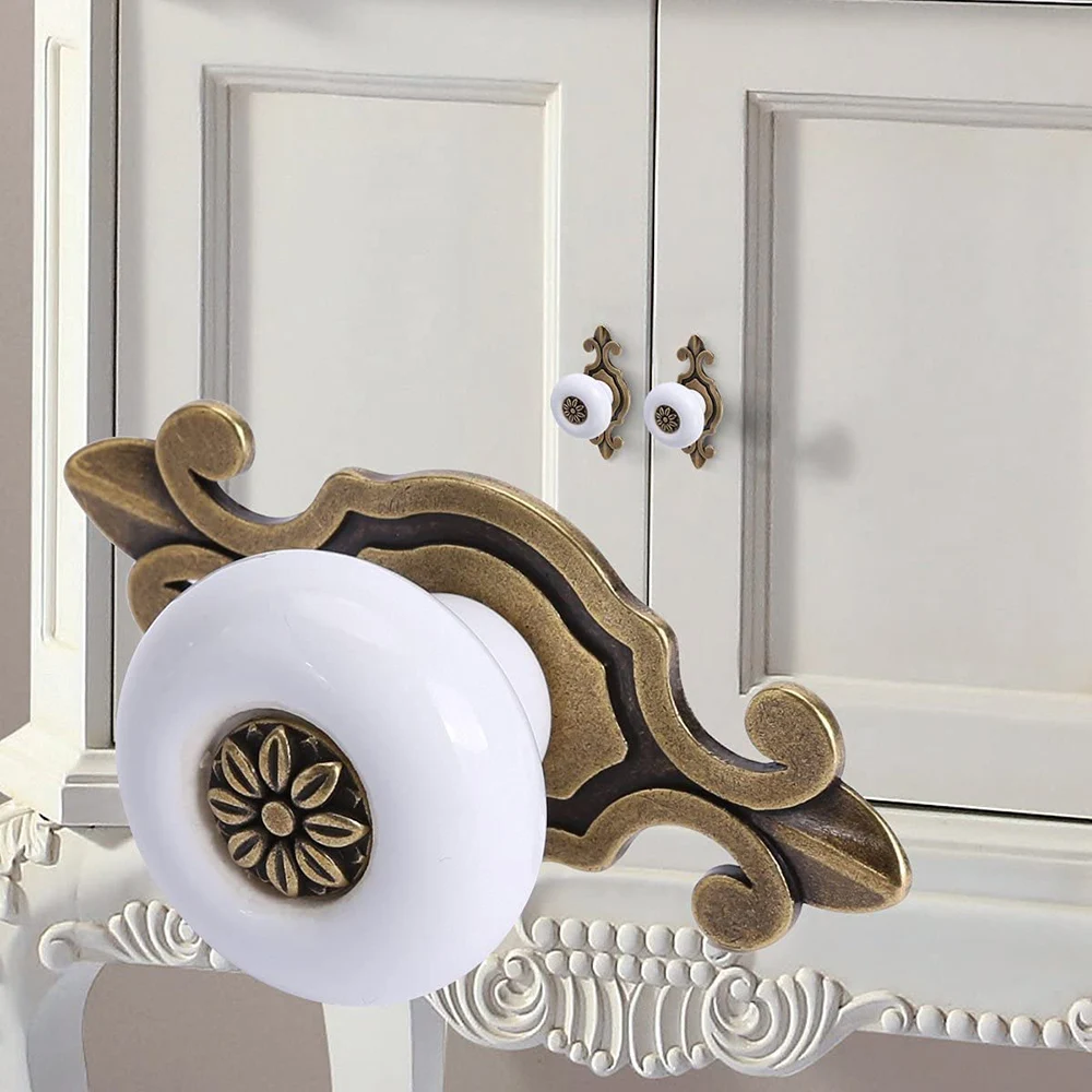 2 шт. ручки для ящиков металлический шкаф винтажные керамические шкафов комодов