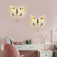 creative led childrens room wall lamp nordic modern color butterfly wall light bedroom bedside reading lamp