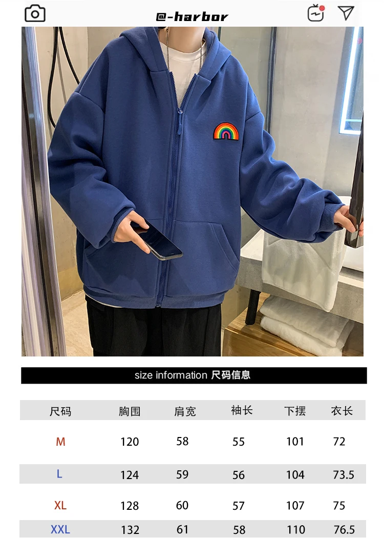 

2020 New Autumn Winter Casual Zip Up Men Hoodies Harajuku Hip Hop Tops Oversize Swearshirt Streetwear Clothing