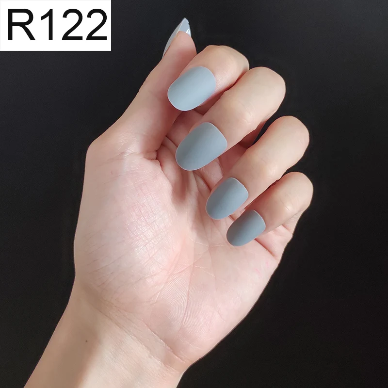 R122 Round x 1PC 24 шт./компл. стилет балерина гроб круглый овальной формы с полным покрытием матовая накладные ногти для ног, мягкая на ощупь, накладные ногти искусственные ногти Нейл Арта, набор - Цвет: R122 Round x 1PC