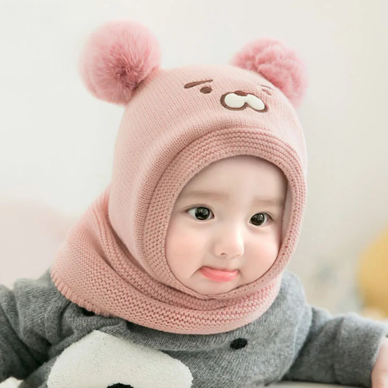 

Newborn Baby Winter Hat Warm Lining Cartoon Tiger Neck Hat Baby Girl and Baby Boy Beanie Kids Hat