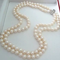 high quality natural freshwater cultured pearl 2 rows 7 8mm round beads necklace for women luxury anniversary gifts 17 18my4549