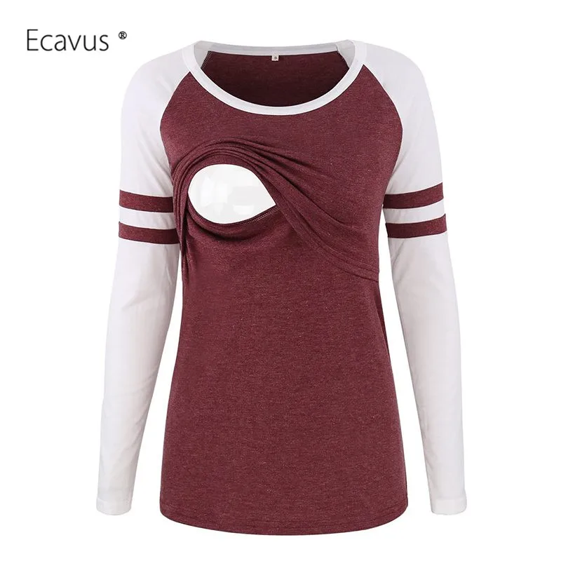 Maternity Nursing Tops Womens Clothing Pregnancy Shirt Layered Round Neck Breastfeeding Pregnant Long Sleeve Clothes | Мать и ребенок