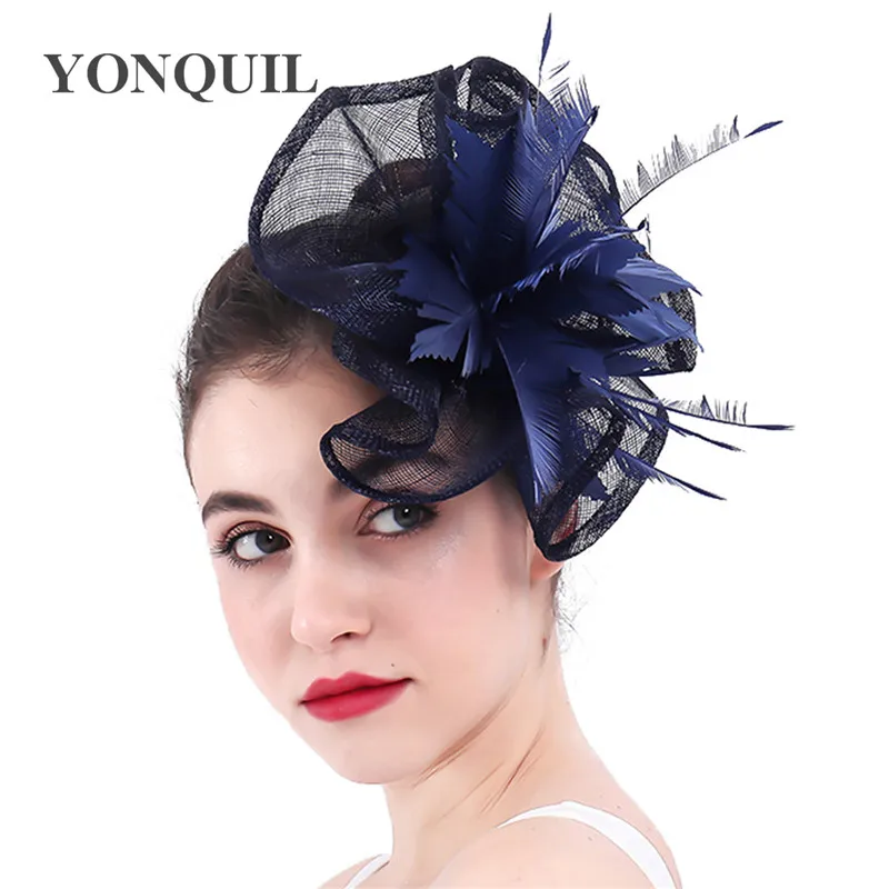Женская Вуалетка из Кентукки темно синяя заколка для волос с перьями головной