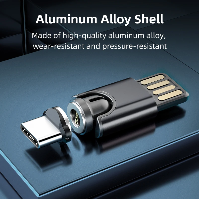 AUFU Magnetic Charger Quick Charge Data Transfer Mobile Phone Charging Micro Type C Usb Charger for iPhone Devices 540 Rotate