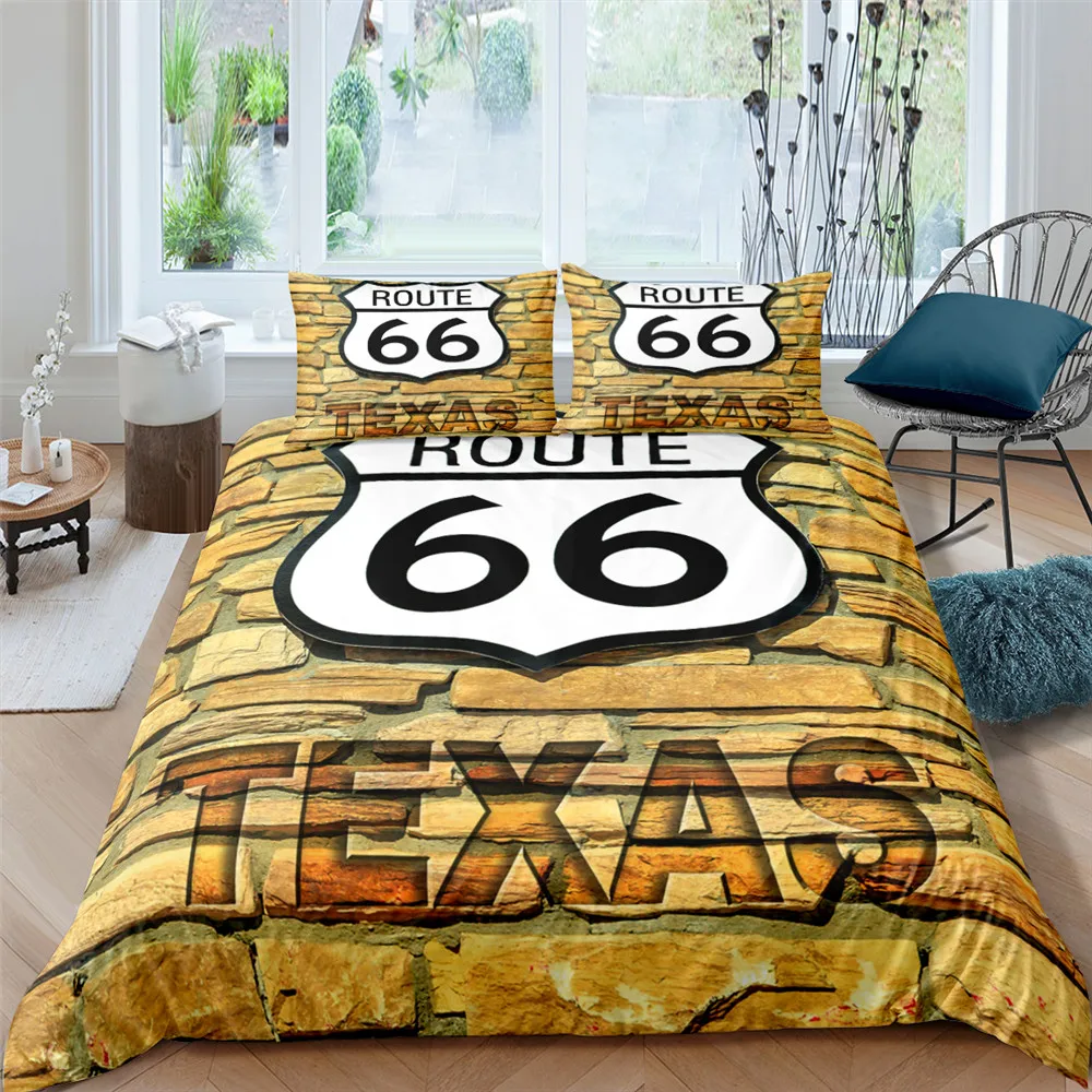 

American Route 66 Bedroom Bedding Set 2/3 Pcs Duvet Cover Pillowcase Home Textiles Single Twin Double Queen King Size