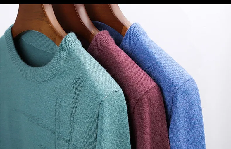 

Autumn Thin Middle-aged Young Men's Knitting Jacquard Round Neck Long Sleeve Solid Color Sweater Loose Casual Bottom Coat 73152