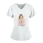 Унисекс, рабочая унисекс, большие размеры 5xl, белая блузка с животным принтом, короткий рукав, скраб, топ, униформа медсестры, мужская Одежда A5