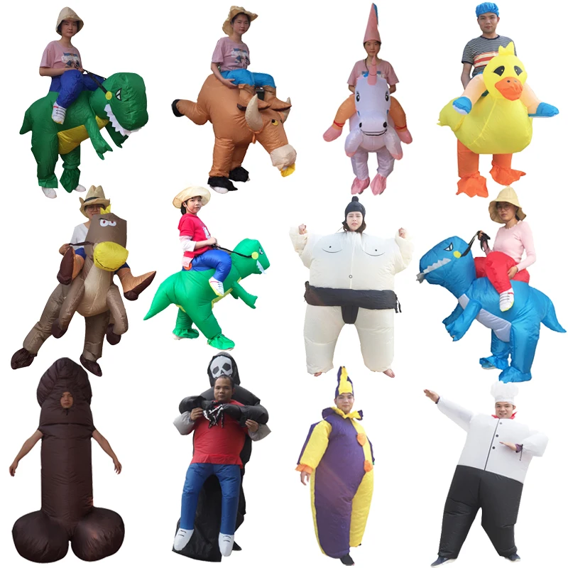 Надувной костюм для Хэллоуина взрослых детский веер T rex Gorilla Sumo Коровья лошадь