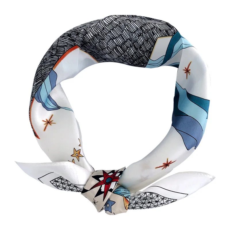 

2020 Brand 100% Pure Silk Scarf Women Pashmina Foulard Square Small Headband Fashion Print Neckerchief Scarves Bandana Hijab