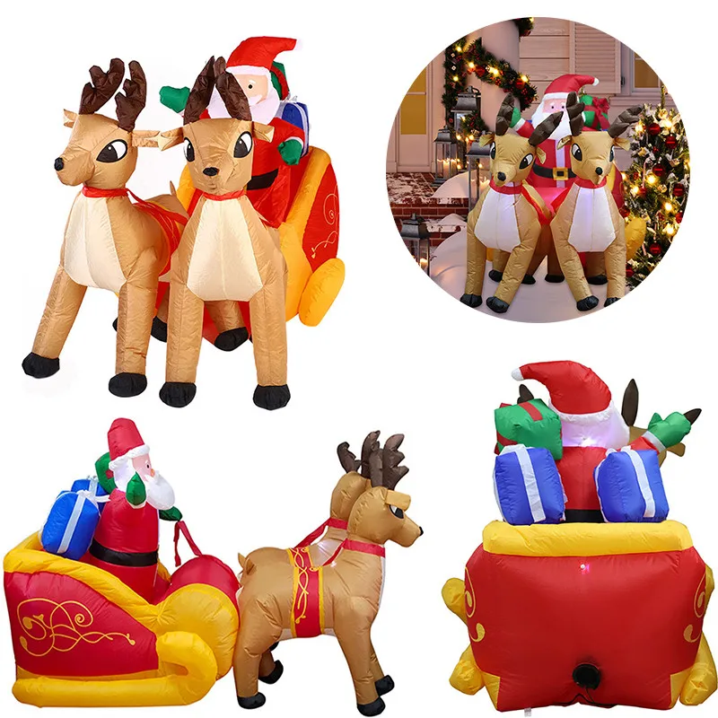 

Рождественская надувная игрушка, снеговик с цветными вращающимися светодиодными лампами, уличное украшение, праздничный надувной декор дл...