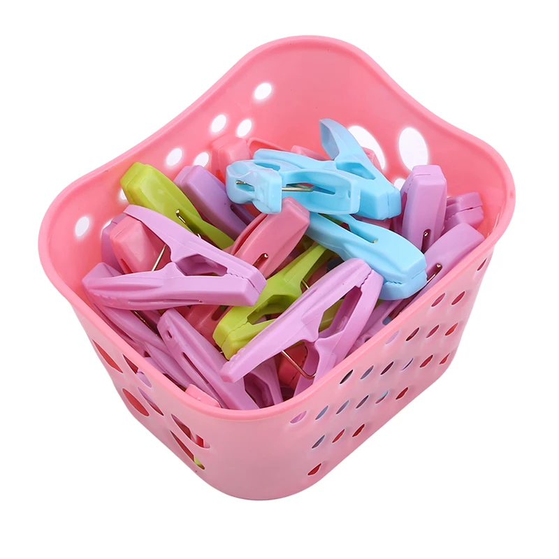 

30PCS Plastic Laundry Clothespins Decorative Clothes Pegs Clothespin Storage Organizer Towel Washing Clips Large With Basket