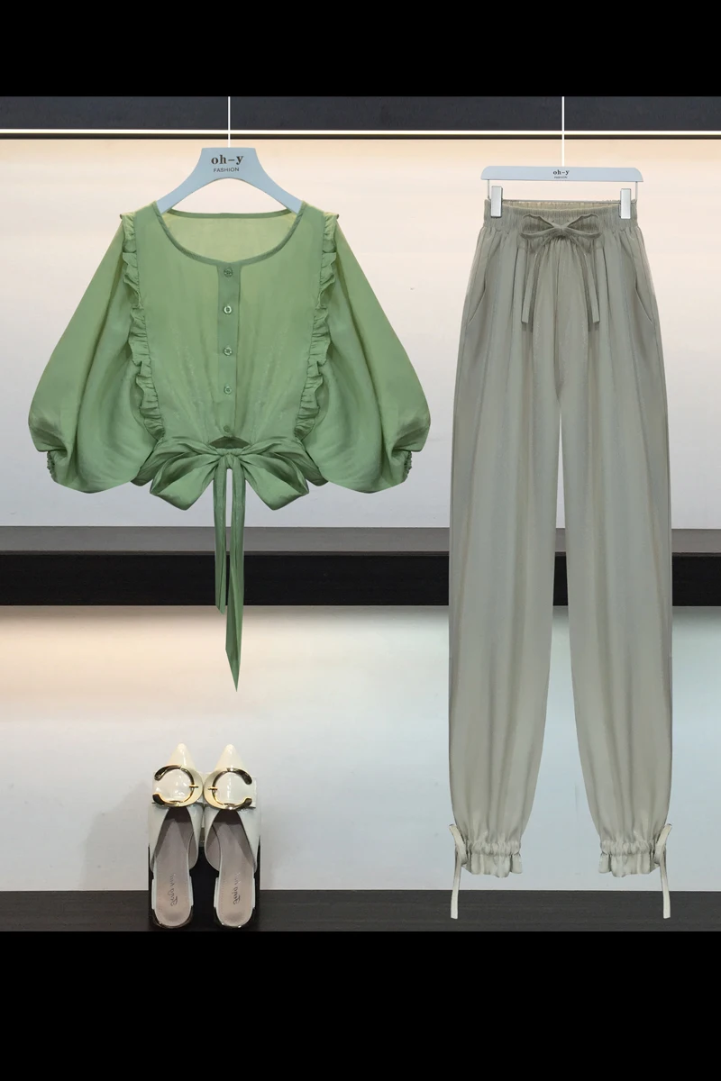 

Elegant White Chiffon Shirt 2021 Spring Summer Bow Ruffled Patchwork Puff Sleeve Blouse Women Korean Fashion Casual Loose Tops