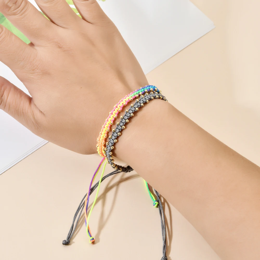 ZMZY простой тканый браслет из хлопчатобумажной веревки ручной работы MIYUKI золотые