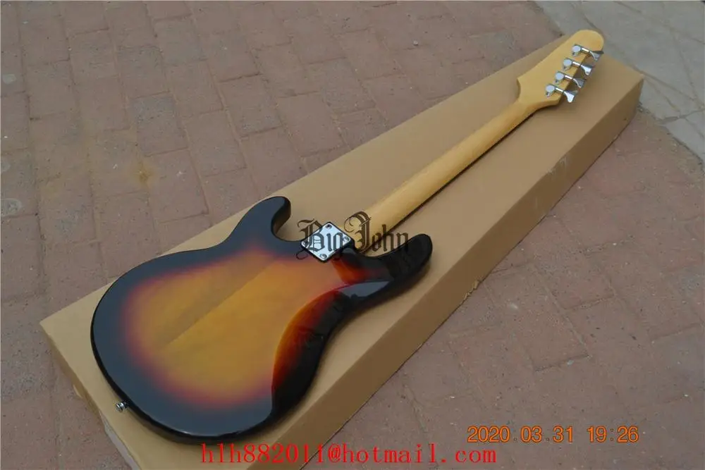 Новая 4 струнная электрическая бас гитара Sunburst Platane деревянный корпус и розничная