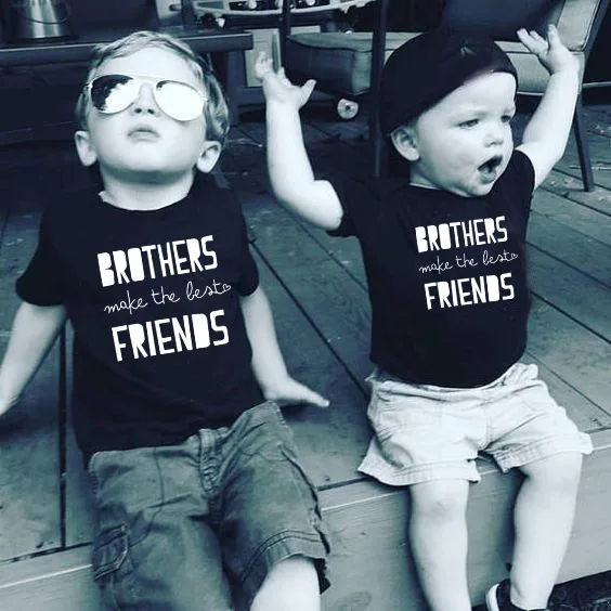 Camiseta de "Brothers Make The Best Friends" para ni&ntilde;os, ropa a juego para la familia, moderna, de verano, 1 pieza-0