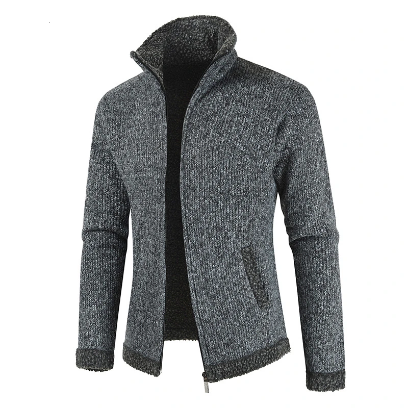 Зимний вязаный кардиган на молнии водолазка мужской свитер с длинным рукавом