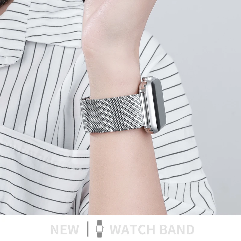 Ремешок для Apple watch Band 44 мм 40 38 42 металлический браслет Миланская петля умных часов