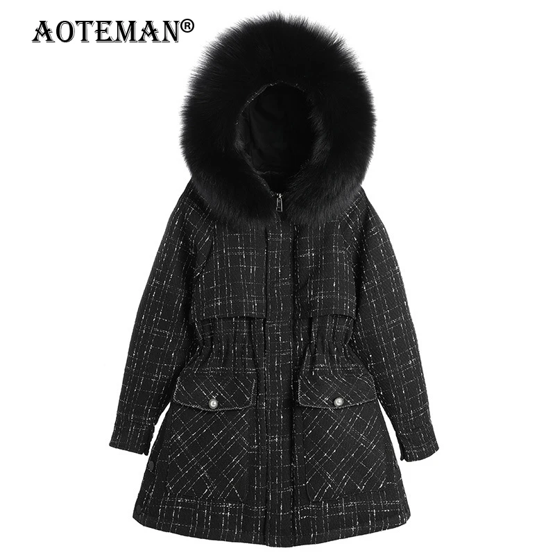 

Women Winter Jackets Warm Parkas Faux Fur Hooded Female Coats Vintage Thick Outwears Thermal Slim Fit Casual Womenswear LL156