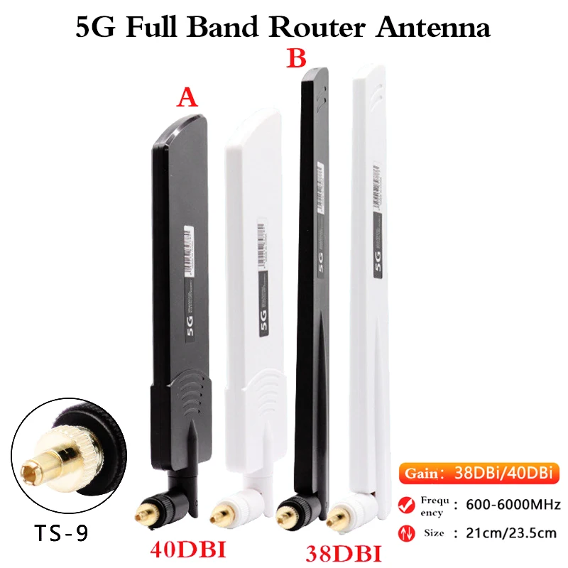 

Усилитель сигнала 40/38 дБи, Wi-Fi антенна 5G CPE Pro, складной Полнодиапазонный интерфейс TS9 600-6000 МГц для Huawei B311 5E773