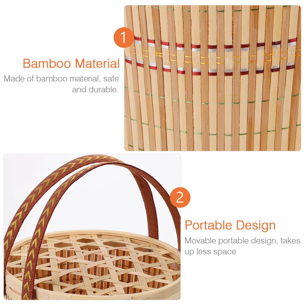 

1pc Bamboo Egg Storage Basket Multipurpose Picnic Basket Storage Basket with Lid