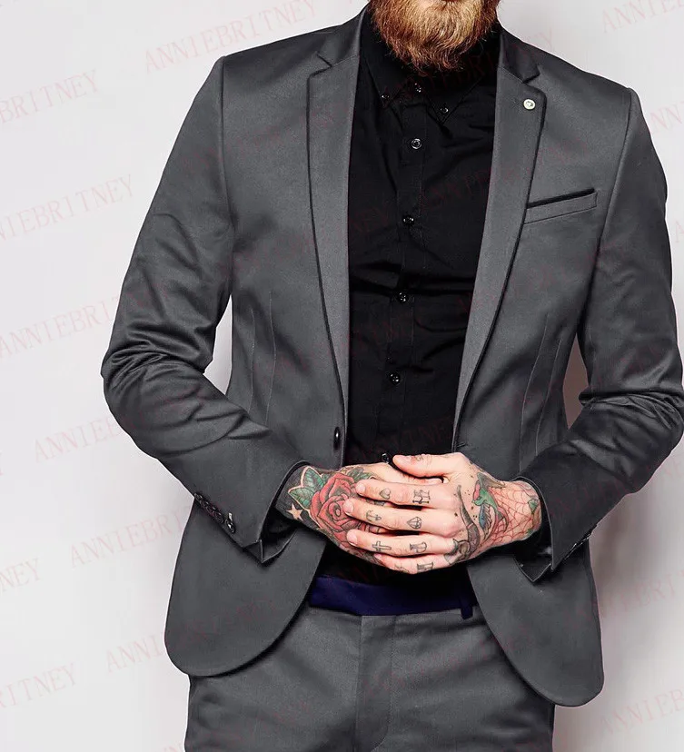 ANNIEBRITNEY 2019 модный серый атласный итальянский костюм для выпускного вечера