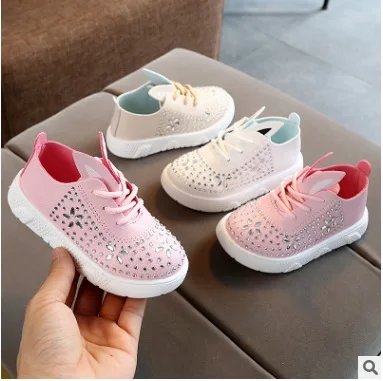 

2019 NEW Children's toddler girl cute rhinestone rabbit ears casual shoes suitable for little girls children's sports shoes