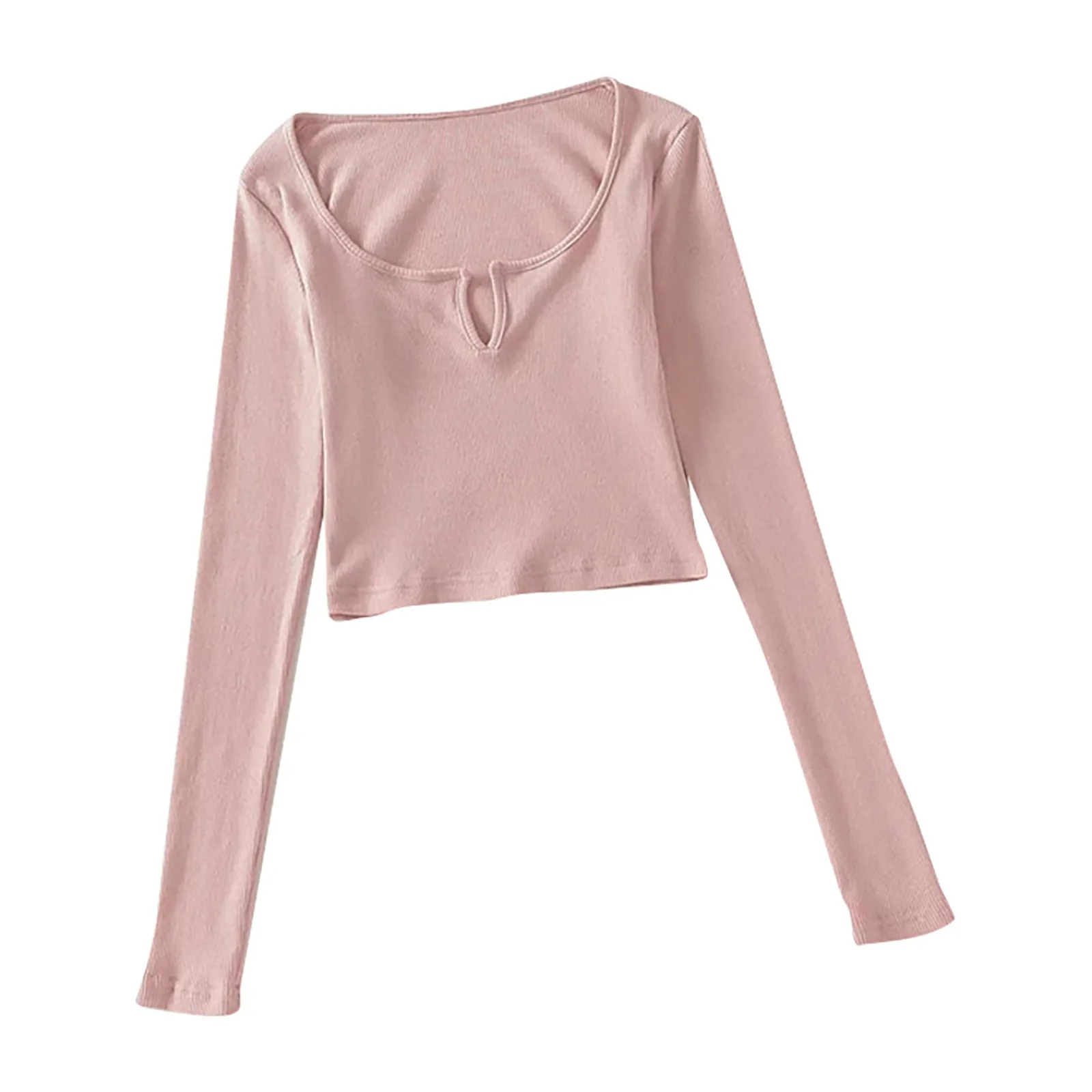 

Fashion Slim Solid Blouse Shirt Sexy V-Neck Crop Tops Tee Summer Casual Ladies Tops Female Women Long Sleeve Blusas Pullover