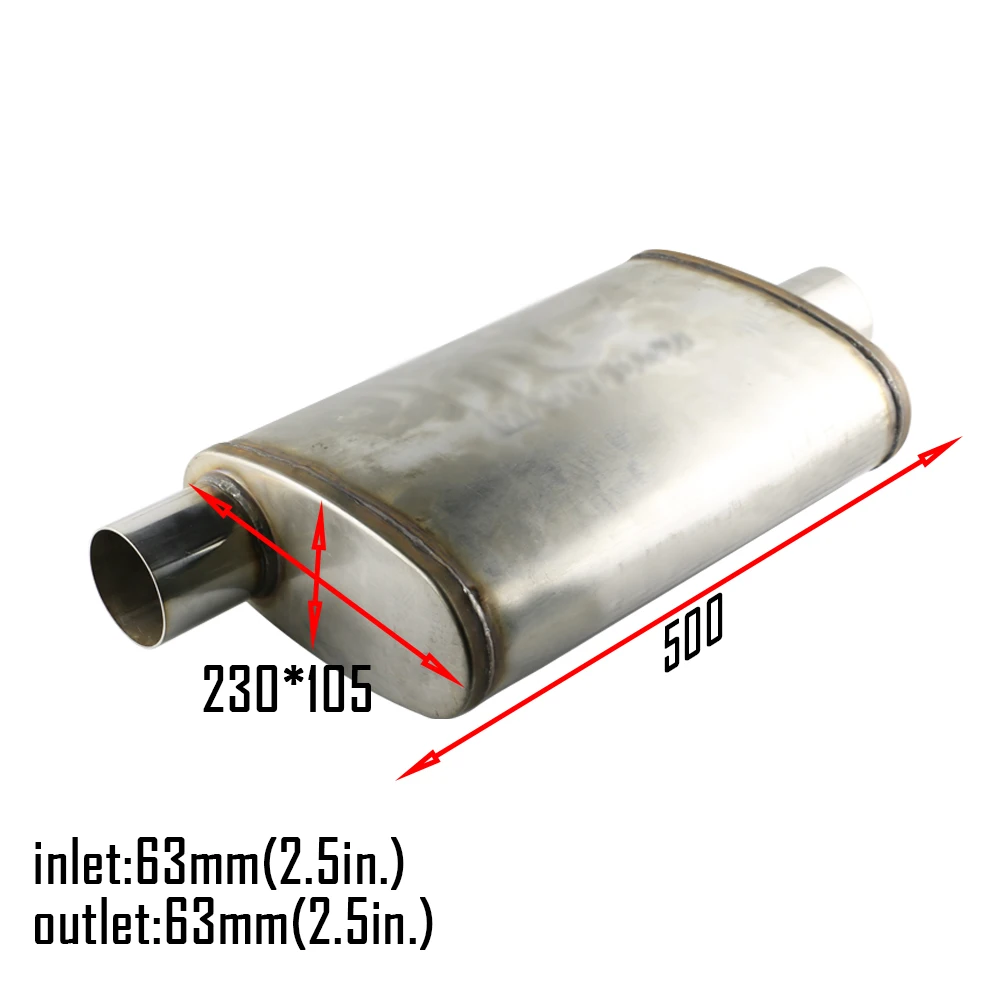 JZZ TURBO MUFFLER ID:2.5&quot OD:2.5&quot Length:19.5&quot Polished Universal Racing Performance Car Exhaust Muffler | Автомобили и