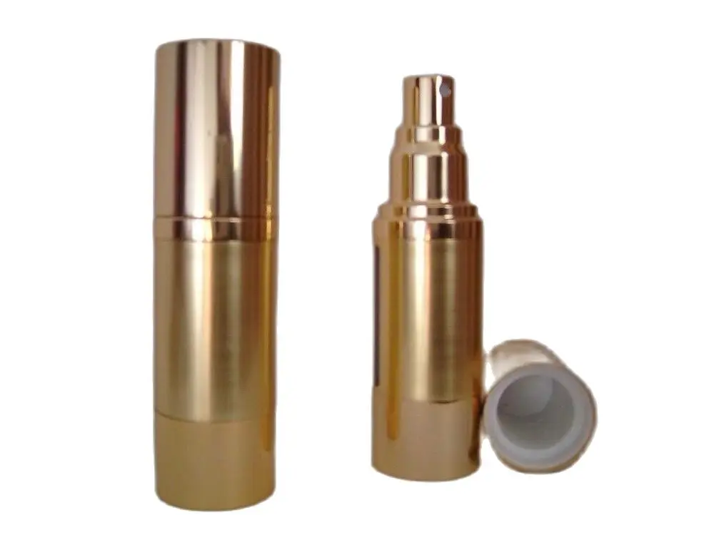 Акция: 50 мл Алюминиевая Золотая безвоздушная бутылка с насосом распылителем