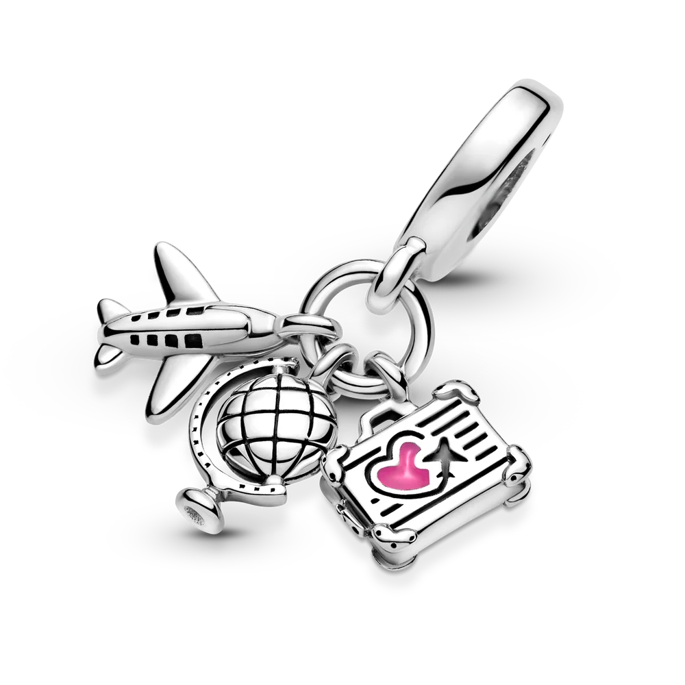 

FORVIONA 925 Sterling Silver Travel Airplane Globe Luggage Charm Fit Original Bracelet Jewelry Making Fashion Fine Jewelry