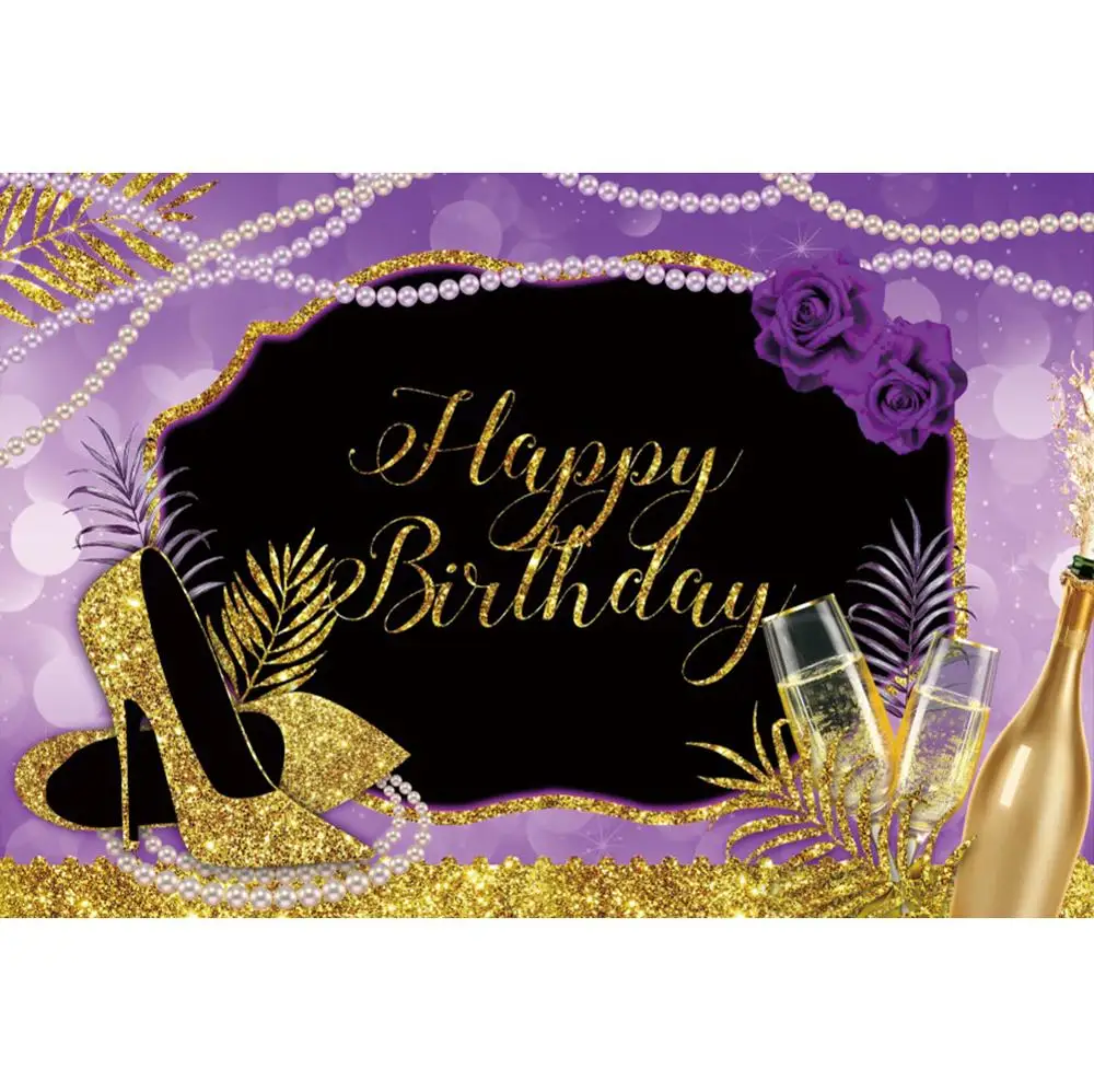 

Yeele Birthday Flowers Glitters High Heels Champagne Pearls Girl Photography Backdrop Photographic Backgrounds For Photo Studio