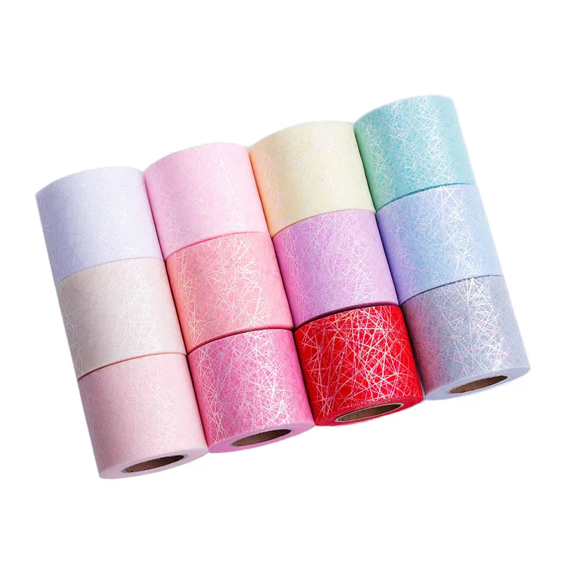 Радужная Тюлевая лента 6 см 25y волшебный цвет сетка линии блестящая органза