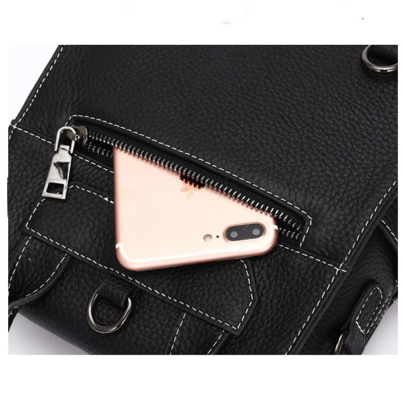 

Women Fashion Black Genuine Leather Backpack New Girls Student School Book Bag Women's Travel Small Backpacks Purse Knapsack