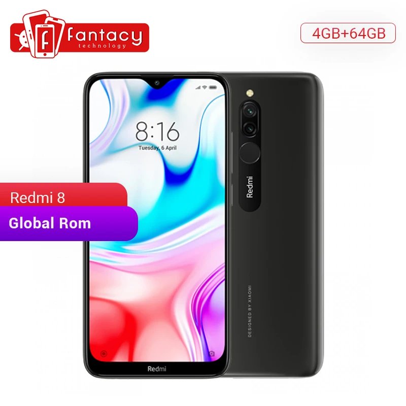 В наличии Мобильный телефон Xiaomi Redmi 8 с глобальной прошивкой 4 ГБ 64 Восьмиядерный