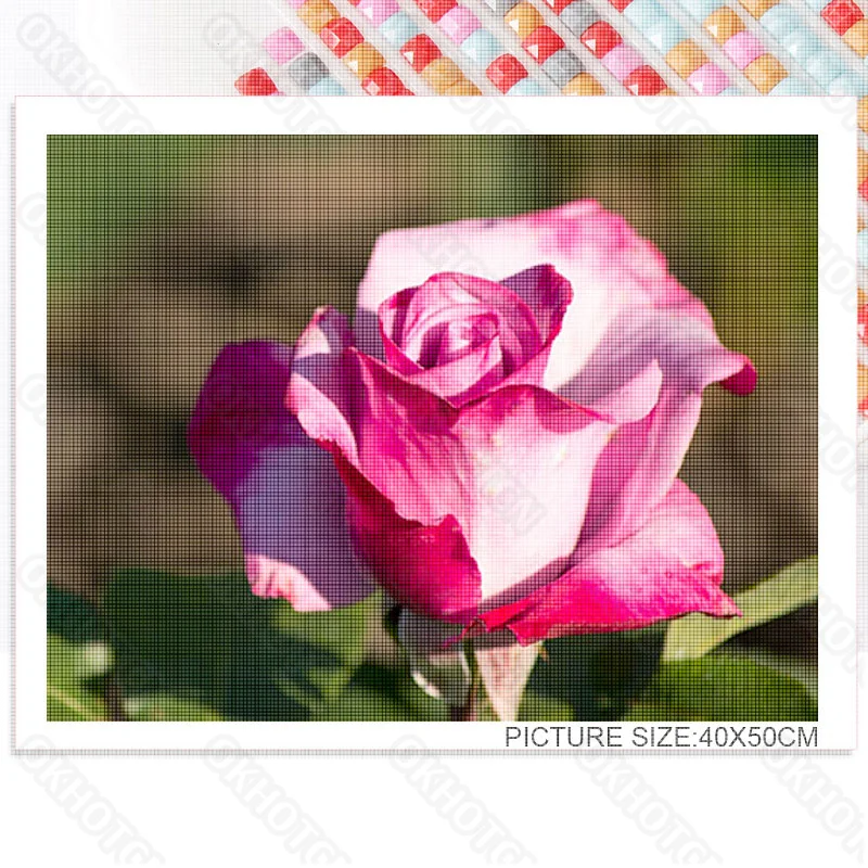 

Diy Diamond Painting Stickers Diamond Embroidery Modern Home Decoration Painting Rose Flower Bedroom Canvas Hanging Painting