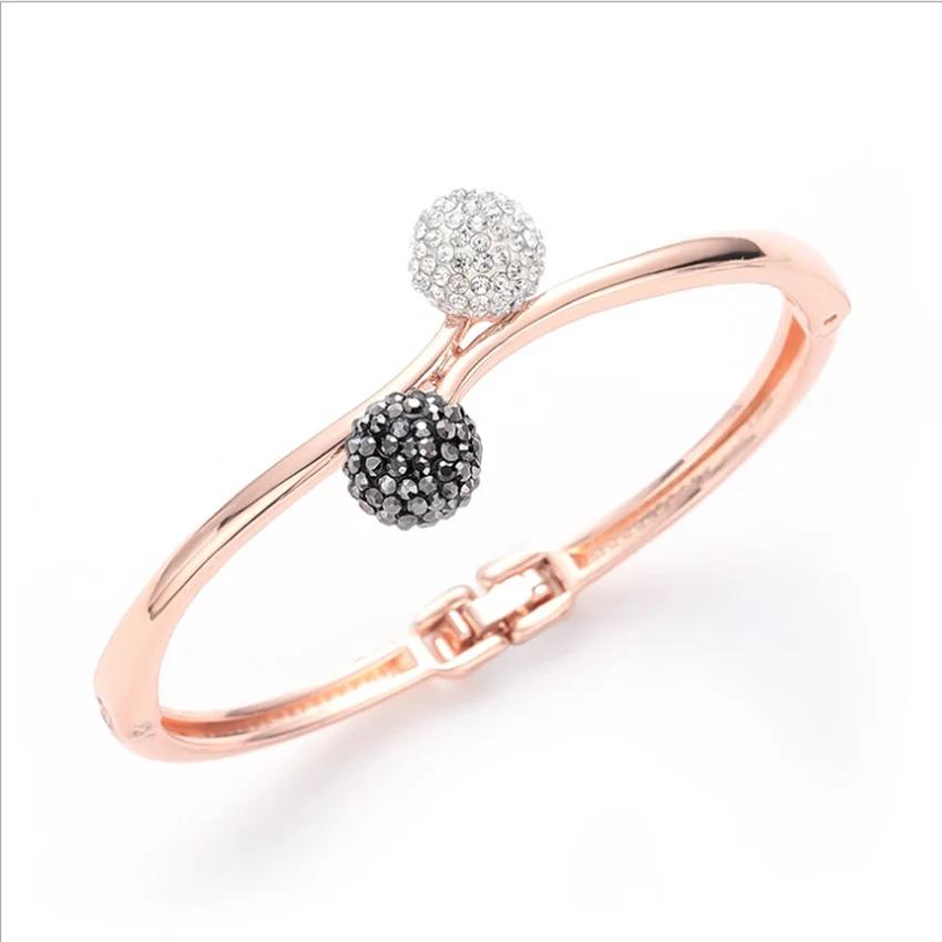 

1PCS High Quality Authentic Rose Gold Rhinestone Bangles Crystal Cuff Bracelet For Women Wedding DIY Jewelry Gigts Accessories