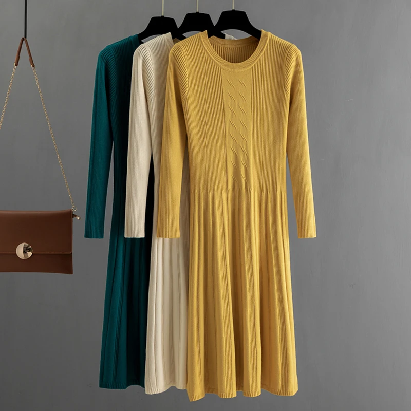 Платье свитер GIGOGOU женское слегка волнистое трикотажное|Женские платья| |