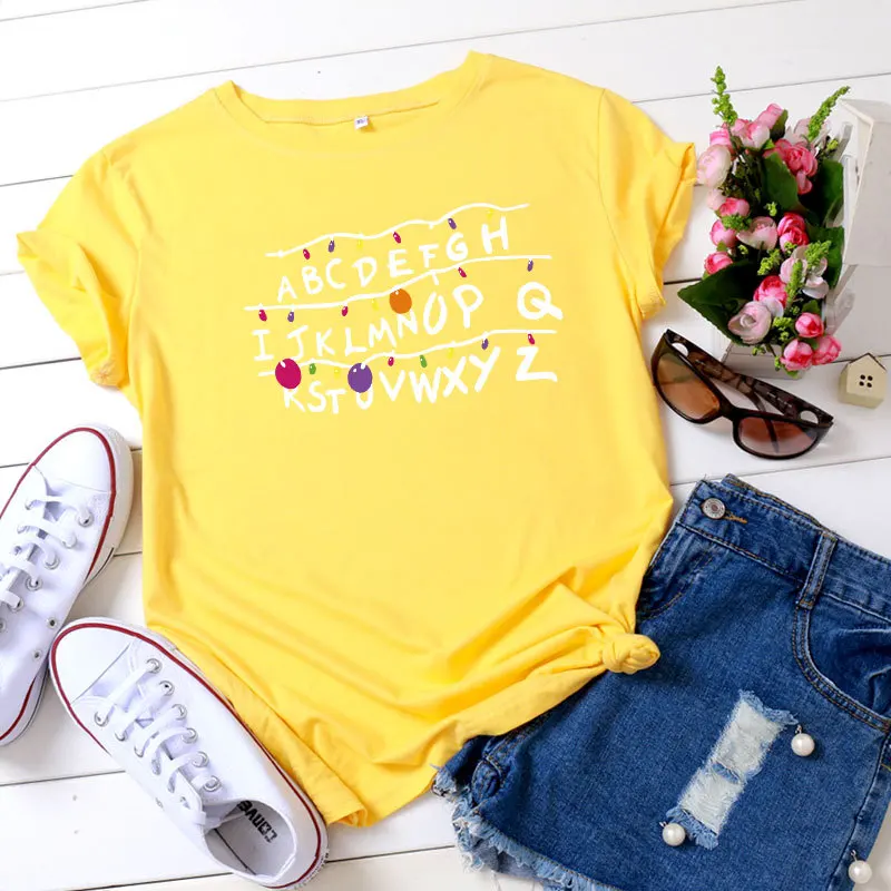

Plus Size 5XL Cotton Women Tshirts Casual Harajuku 26 Letters Print Tops Tee Summer Female T Shirt Short Sleeve Woman Clothing